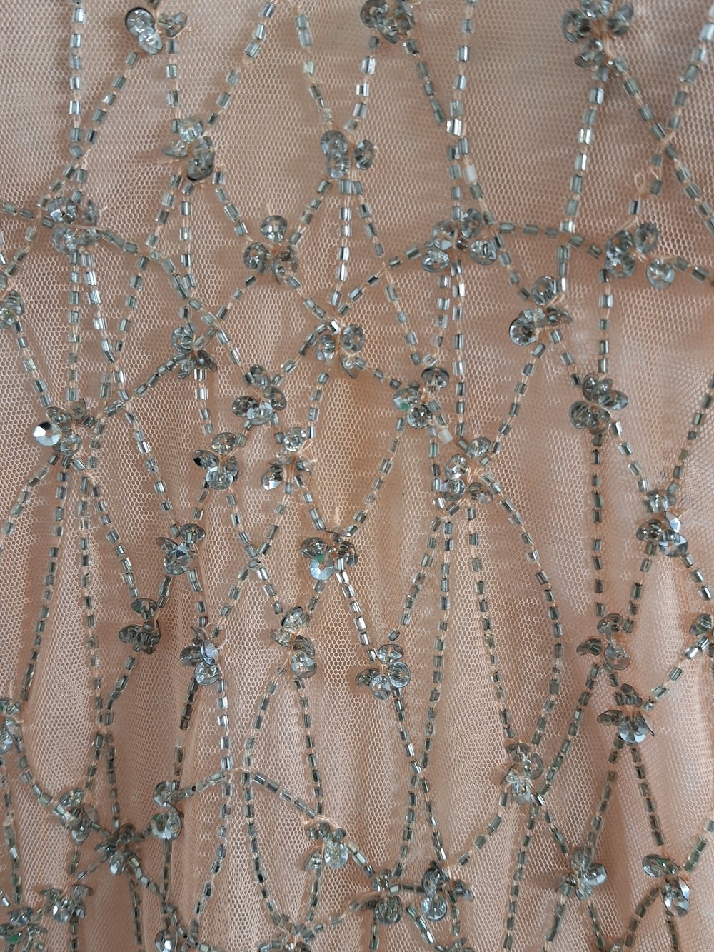 Topshop Peach & Silver Beaded Fairycore Romantic V-Neck Pullover Blouse Size 4 - Picture 7 of 11